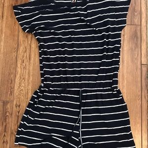 Navy stripe stretch romper size L